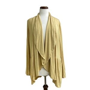 Logo by Lori Goldstein yellow heathered waterfall cardigan M